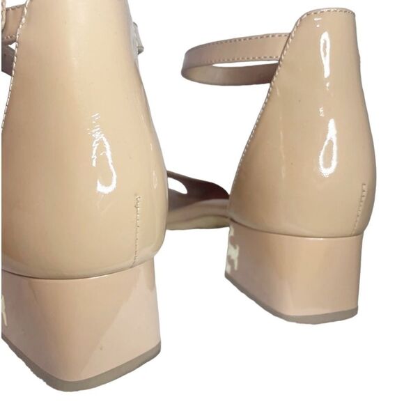 Tory Burch Patent Leather Heeled Peep Toe Tan/Nude Sandal - Picture 7 of 9